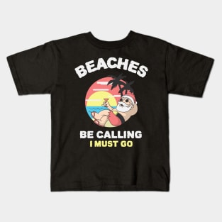 Beaches Be Calling I Must Go - Christmas In July Santa Claus Kids T-Shirt